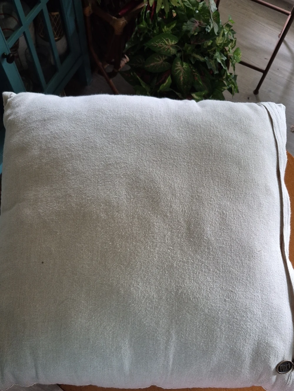 Pier1 Decorative Starfish Beaded Throw Pillow - Cream and Blue. 18